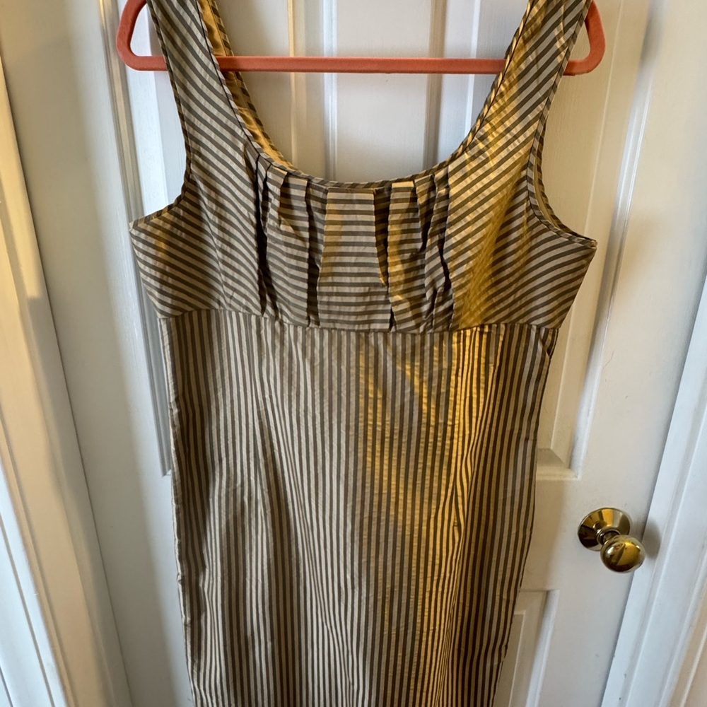 Peruvian Connection Gold and Black Striped Midi Dress